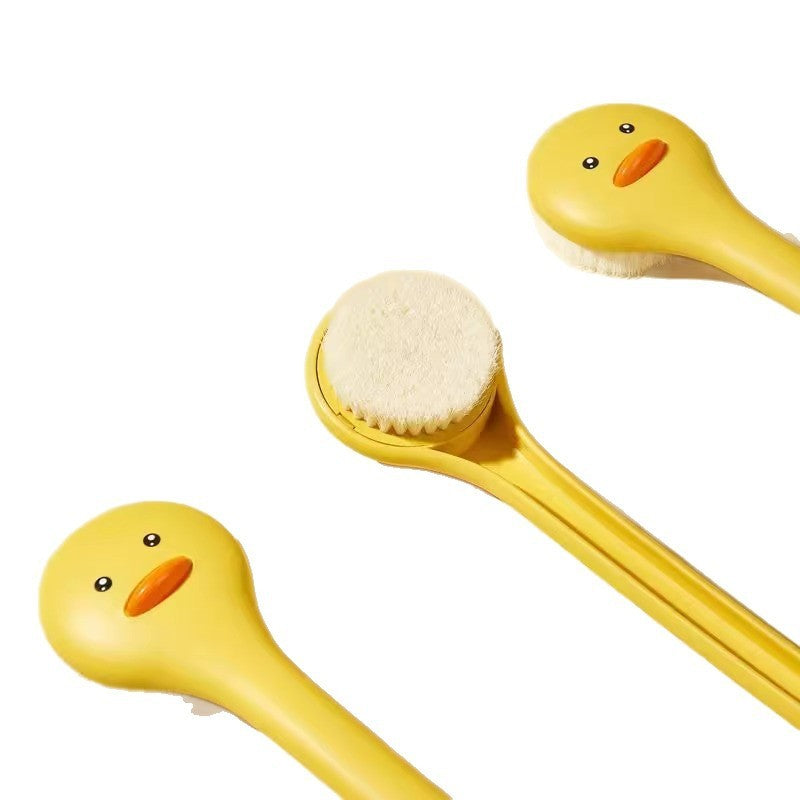 Cute Duck Long Handle Bath Brush Soft Bristles Bath Brush Skin Massager Shower Scrubber Exfoliation Body Cleaning Brush Bathroom