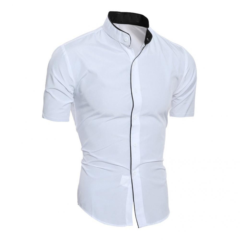 Summer Shirt Pure Color Slim Fit Formal Comfortable Men Shirt   Men Top  for Daily Wear