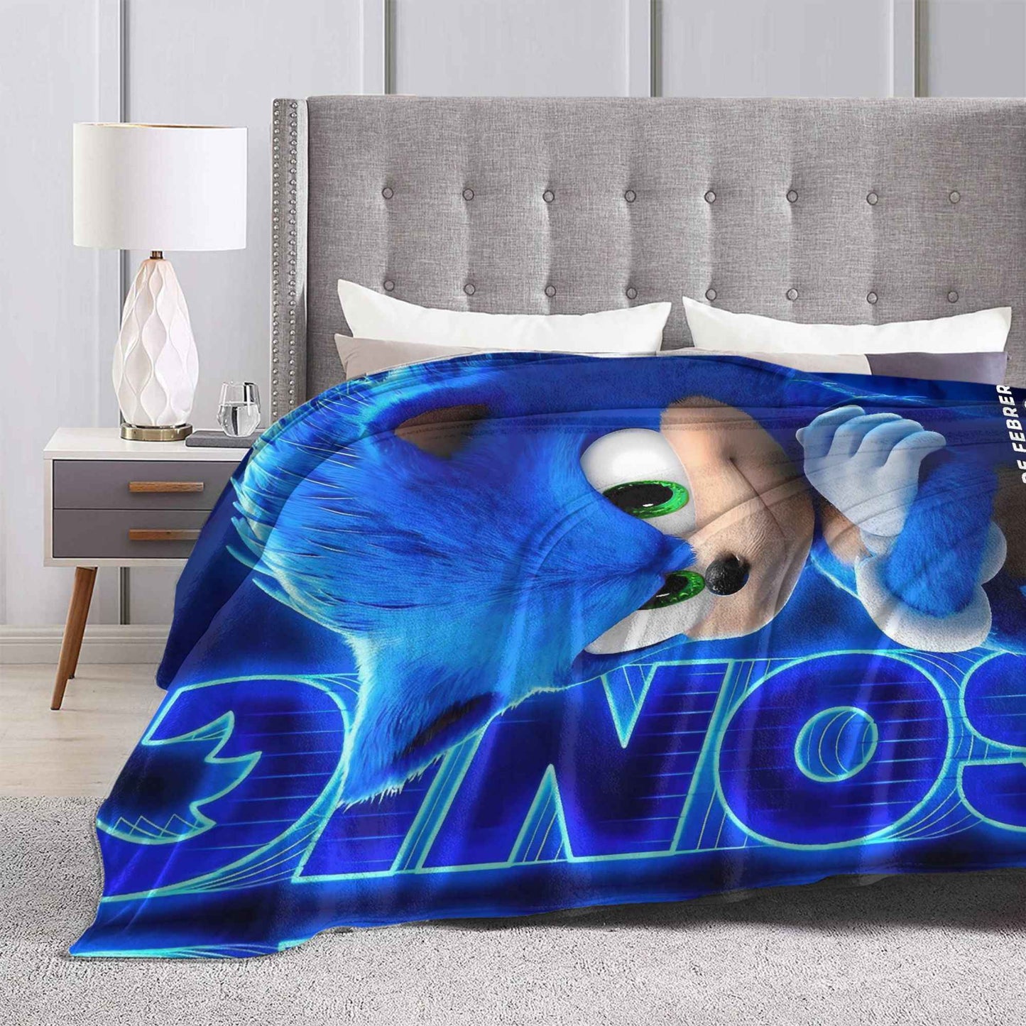 Manta Macia com Estampa de Pelúcia S-Sonic Retrô Desenho Animado Para Ar Livre Decorativa Flanela Cobertor de Cama