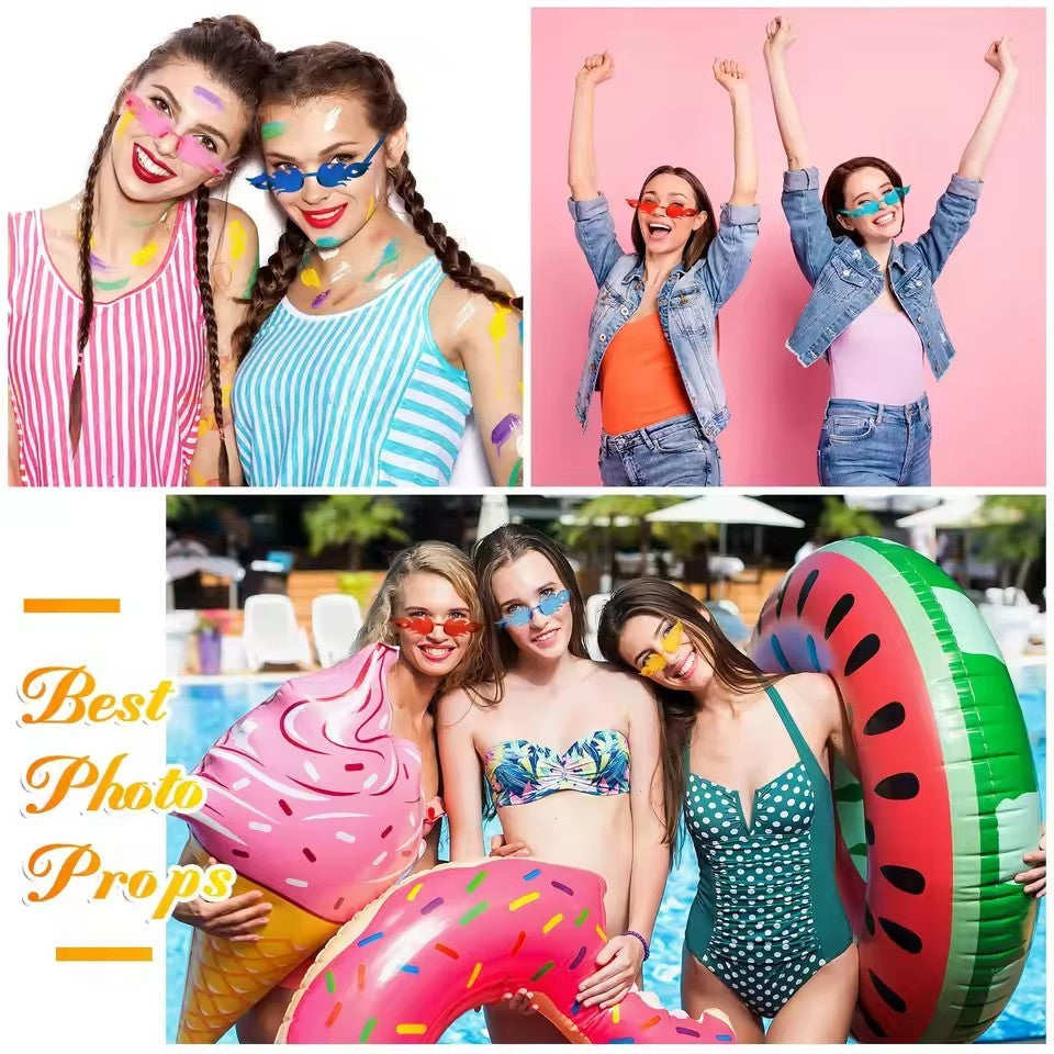 12-60pcs Fashion Fire Flame Glasses Fire Shape Sunglasses Fire Sunglasses Party Decor for Summer Shower Wedding Halloween Cos