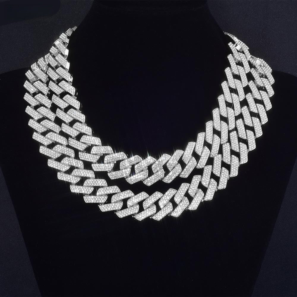 Iced Out CZ Stone Men jewelry Hip Hop Micro Pave Cuban Link Chain High Quality Heavy Chunky Necklace 3 Rows Cubic Zirconia