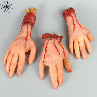 1-2PCS Scary Halloween Decor Bloody Broken Body Parts Fake Hands Legs Arms Brain Heart Horror Party Props
