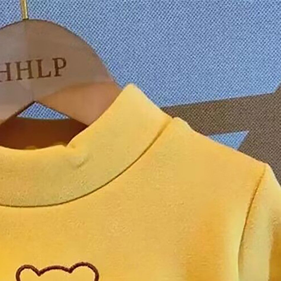 Warm and Cozy Unisex Children Fleece-Lined Base Layer Animal Sweatshirt Tops for Autumn and Winter Girls Cute Outerwear Clothes