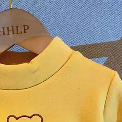 Warm and Cozy Unisex Children Fleece-Lined Base Layer Animal Sweatshirt Tops for Autumn and Winter Girls Cute Outerwear Clothes