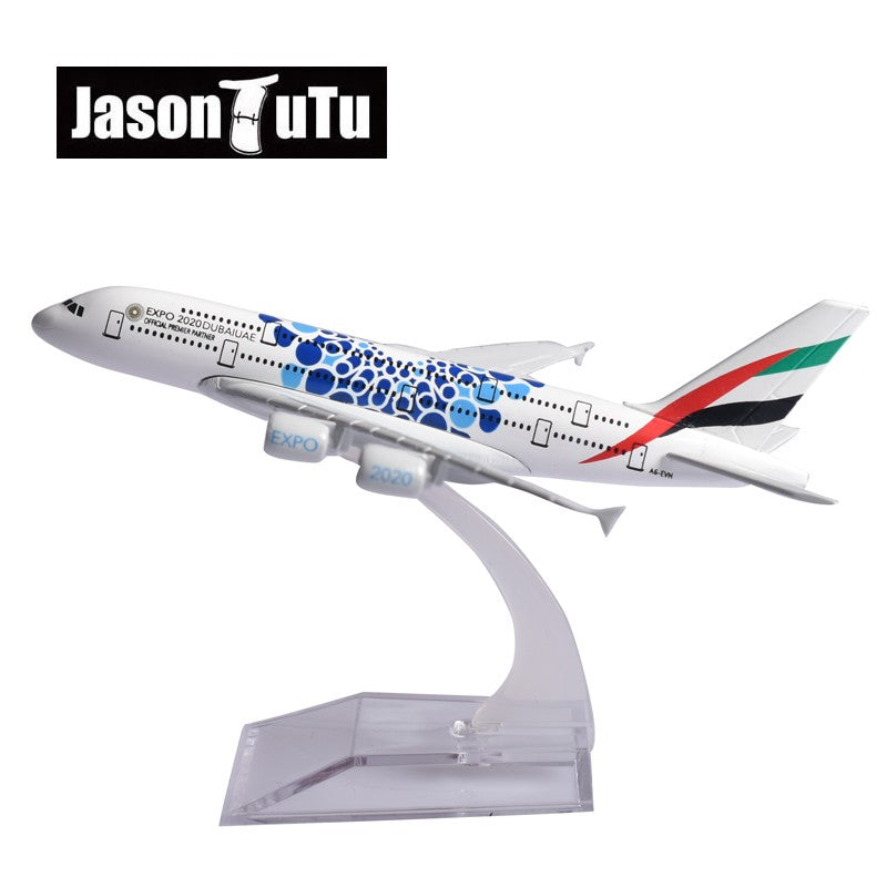 JASON TUTU Emirates Airbus A380 Aeronave Diecast Metal 1/400 Escala Miniatura Avião Modelo Aviões Dropshipping