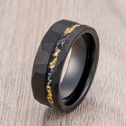 Anel de Tungstênio Meteorito Preto 8MM Anéis Masculinos Aliança de Casamento Noivado Joias da Moda