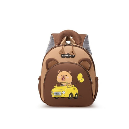 Mochila de Capivara Kawaii de Desenho Animado, Nylon Leve, Mochila Escolar de Capivara, Grande Capacidade, Multibolsos, Mochila para Jardim de Infância