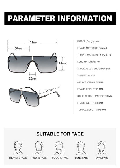 Óculos de sol quadrados oversized para homens, armação grande, 2025, design de marca de luxo, armação de metal, óculos de sol masculinos, óculos retrô