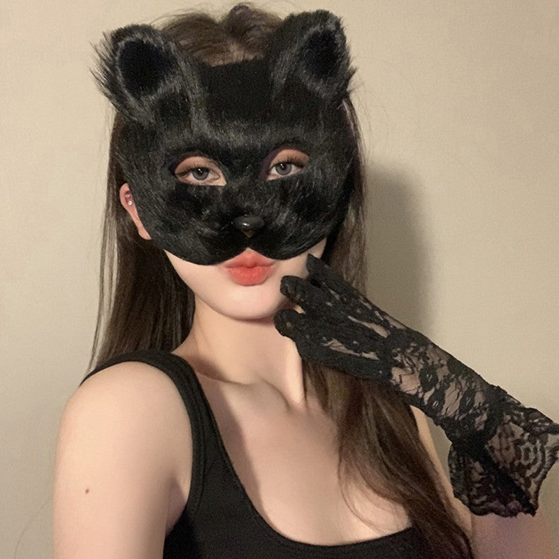 3Pcs/set DIY Handmade Graffiti Half Face Mask Therian Mask Kit Blank Mask Half Face Hand Drawn Animal Cat Fox Mask Party Gifts