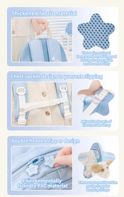 Mochila creme para estudantes com design simples e fofo de alta aparência Mochila leve e espaçosa para a dor nas costas