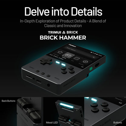 Metal Body Trimui Brick Hammer Console - 3.2" Ultra-Clear IPS Screen 3000mAh Open Source Handheld Retro Game Machine best Gift
