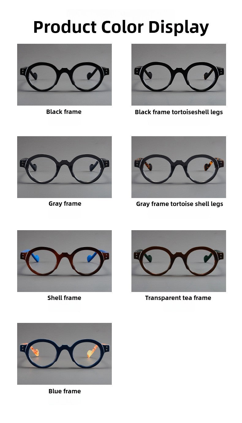 Retro Round Eyeglasses Suitable for Presbyopia Color-matching Trendy Small Frame HD Reading Glasses