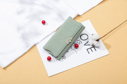 PU Fashion Long Women's Wallet Fashion Buckle New Handbag Large Capacity Fresh Wallet Wallet