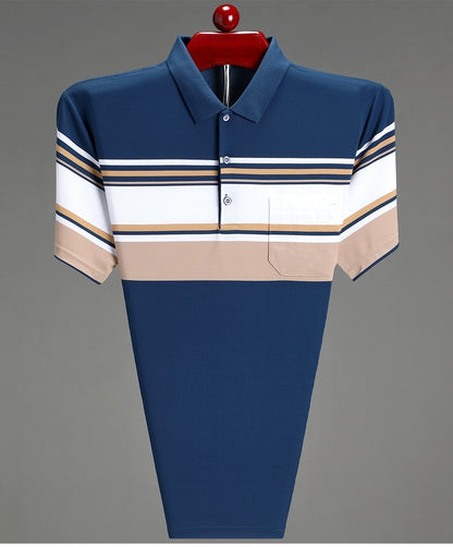 High quality brand men's short sleeved polo shirt summer fashion  striped design youth personalized top casual business T-shirt