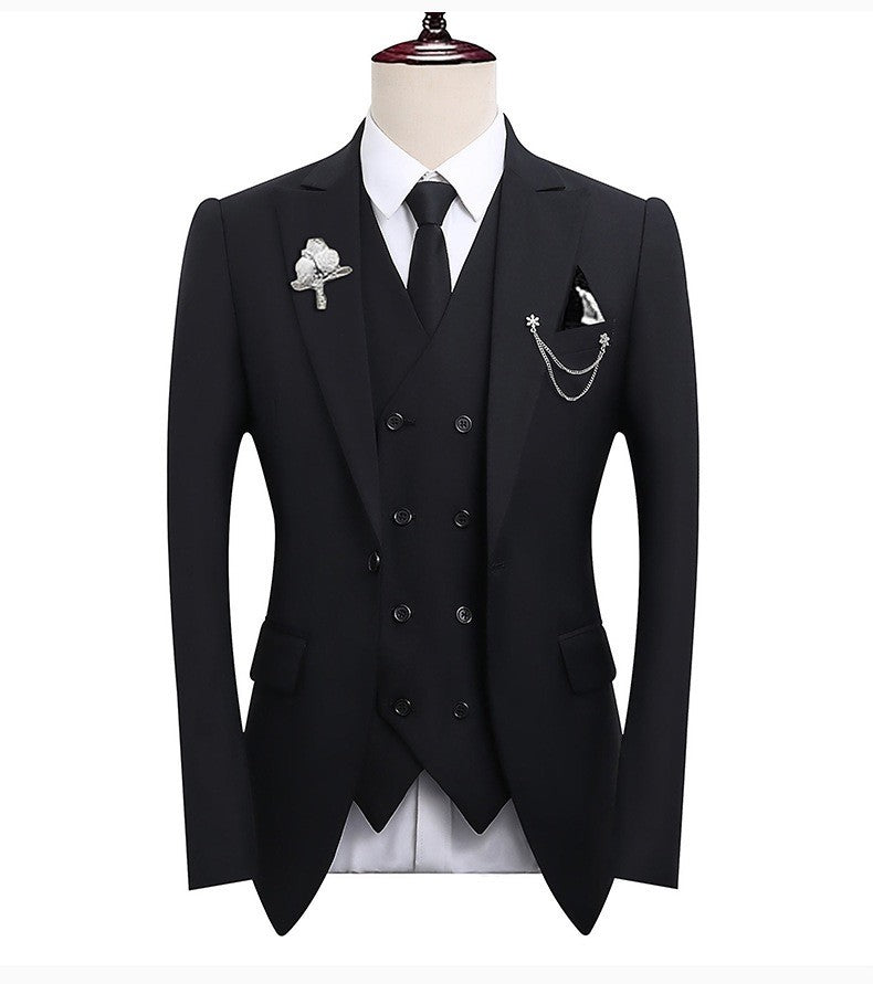 High Quality Classic Men Suit Tuxedo Peak Lapel Groomsmen Wedding Suits Set 3 Pieces(Jacket+Pants+Vest)Fashion Men Business Suit