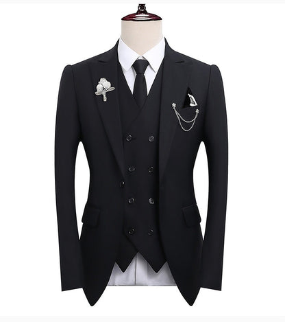 High Quality Classic Men Suit Tuxedo Peak Lapel Groomsmen Wedding Suits Set 3 Pieces(Jacket+Pants+Vest)Fashion Men Business Suit