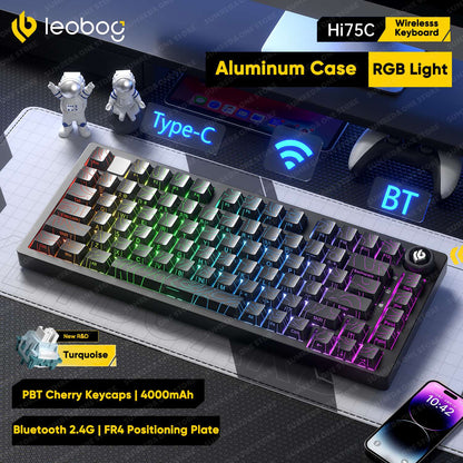 Leobog Hi75C Hi75 Hi75C Pro Kit de Teclado Mecânico Customizado de Alumínio Sem Fio para Jogos Bluetooth 2.4G Teclado Gamer com Hotswap com Fio