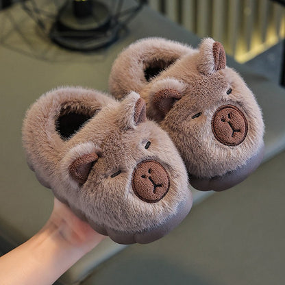 Kids Winter Warm Cotton Slippers Cute Capybara Slip-On Shoes for Boys Girls Soft Non-Slip Soles Lightweight  Warm Home Shoes
