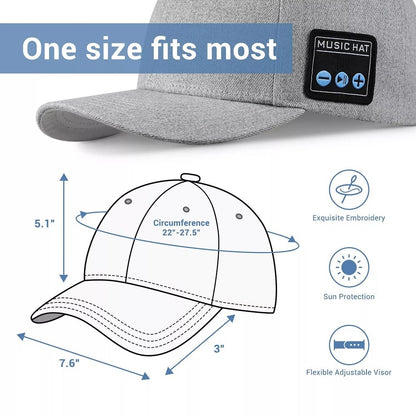 Boné com alto-falante Bluetooth, ajustável, sem fio, com viva-voz inteligente para esportes ao ar livre, boné de beisebol Bluetooth sem fio com microfone