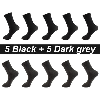 10Pairs/Lot Men Combed Cotton Socks Black Casual Business Breathable High Quality Man Sock New For Male Plus Size EU38-48