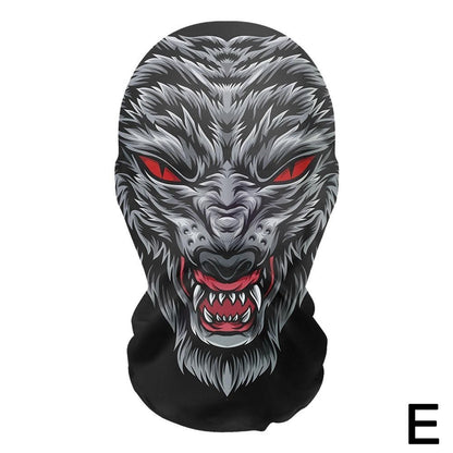3D printed mask for role-playing full face covering elastic mesh printed mask fashionable Halloween makeup dance party headwear
