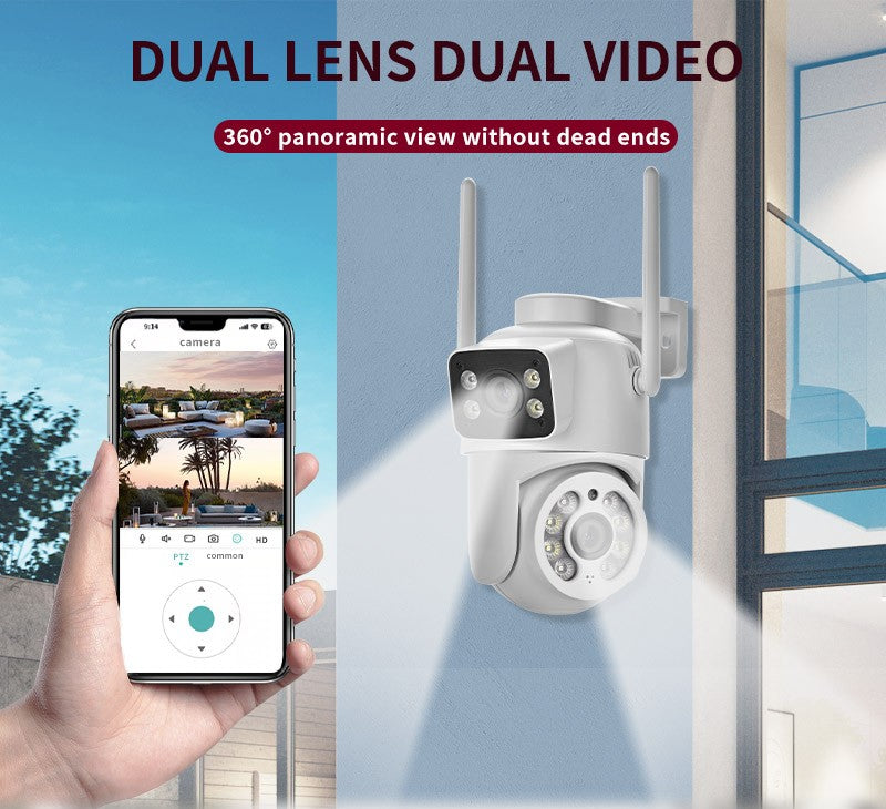 8MP 4K PTZ Wifi Camera Dual Lens with Dual Screen Ai Human Detect Auto Tracking Outdoor Surveillance Security Camera Icsee