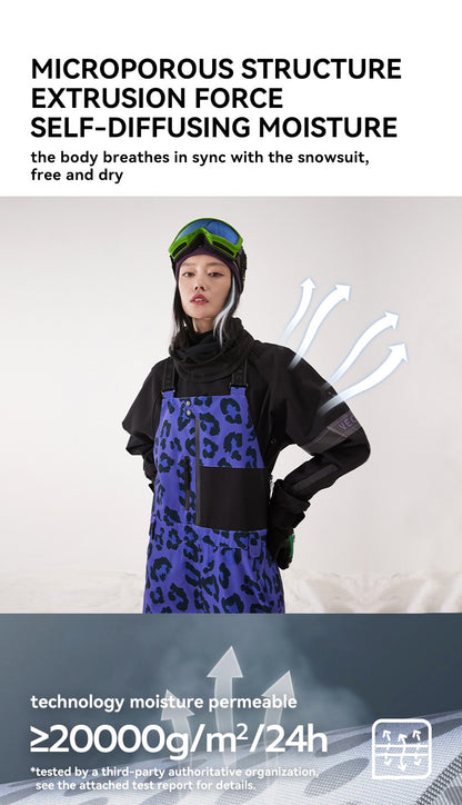 VECTOR Thick Men Women Ski Pants Straight Overalls Jumpsuit Skiing Bib Waterproof Winter Warm Windproof Outdoor Sports Snowboard