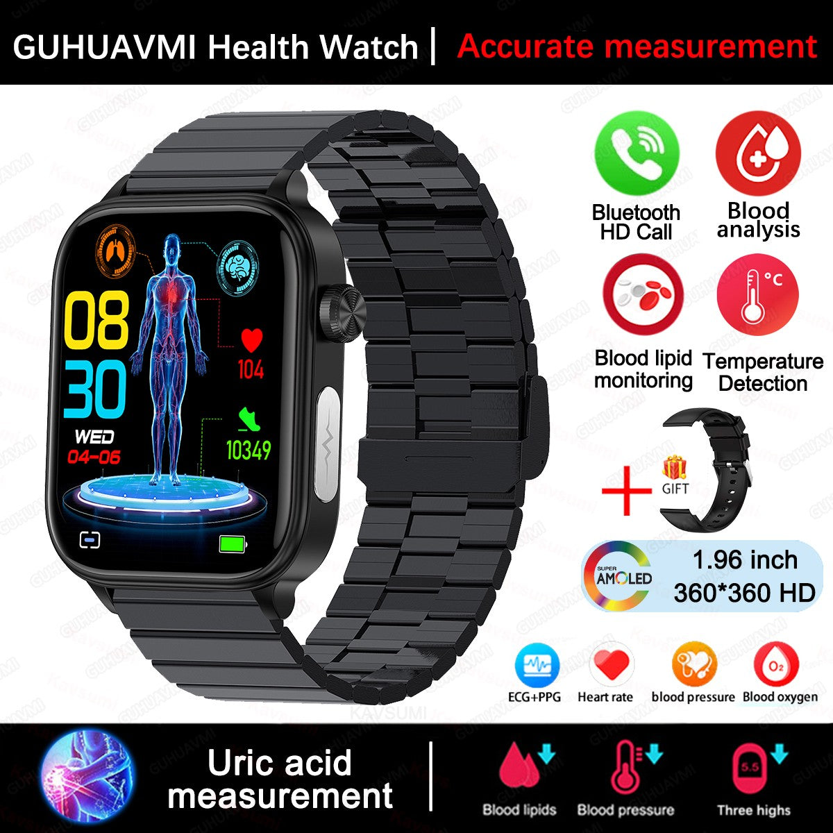 2025 Novo Para XIAOMI ECG+PPG Gordura Sanguínea Ácido Úrico Saúde Smartwatch Masculino Feminino Frequência Cardíaca Pressão Arterial Chamada Bluetooth Relógio Inteligente