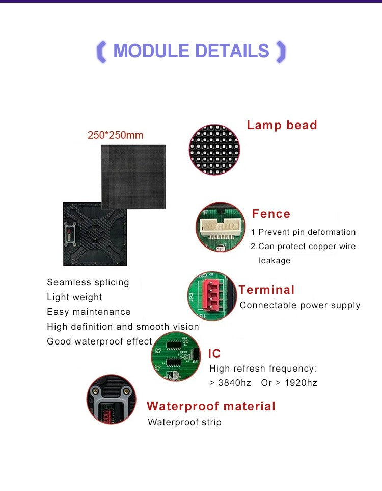 Factory direct sales P2.976 LED display screen indoor 500*500mm cabinet die-casting aluminum stage exhibition LED  panel