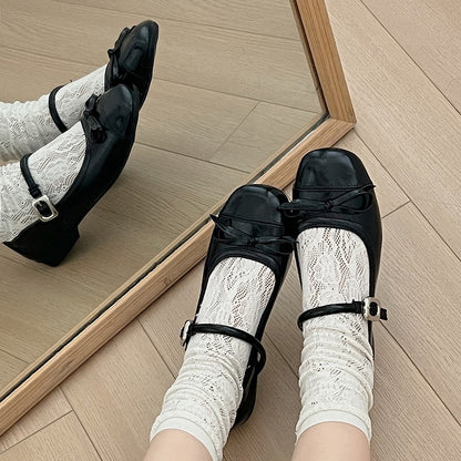 Designer Spring Women Mary Jane Shoes Fashion Square Toe Ladies Comfort Soft Sole Flats Women's Comfort Ballerinas Shoes