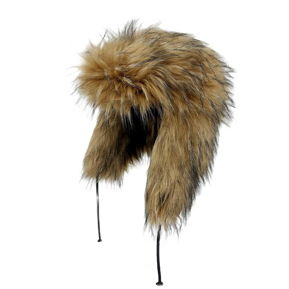 Gorro de inverno russo feminino com proteção de orelha de pele sintética, gorro corta-vento quente para senhoras, moda de luxo, chapéu de esqui de cor sólida com aba larga