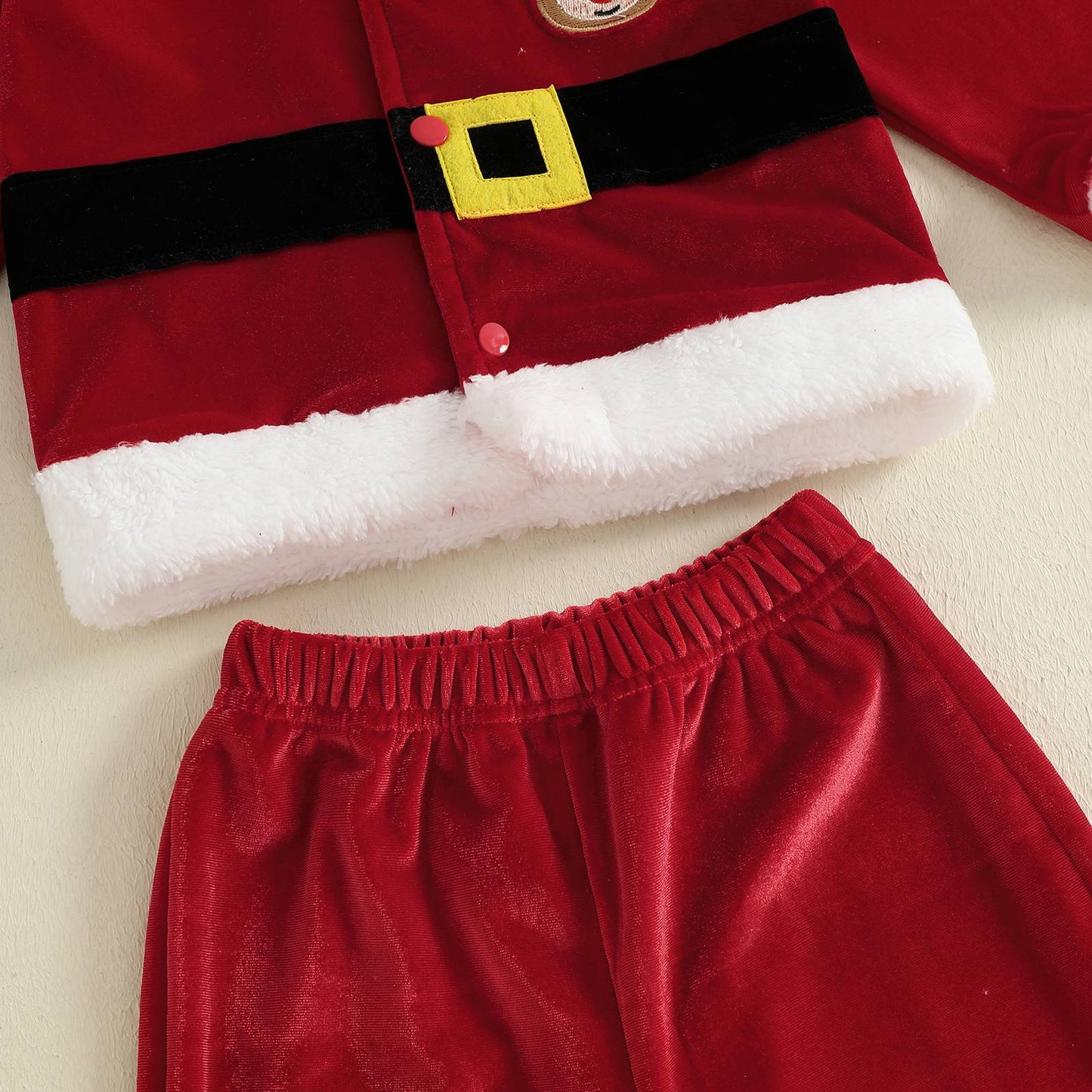 Christmas Infant Baby Girl Boy Velvet Clothes Toddler Long Sleeve Lapel Button Down Tops Elastic Waist Pants Santa Costume Set