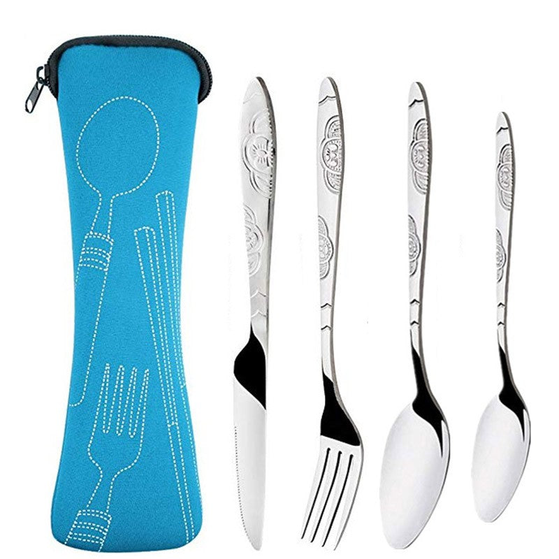Bolsa Lavável para Talheres de Aço Inoxidável com Zíper, Estojo de Talheres Portátil, Bolsa para Jantar, Ferramenta Doméstica, Colher de Viagem e Acampamento