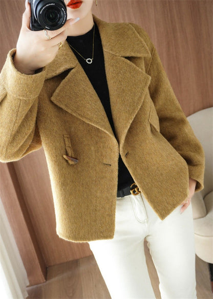 2024 Autumn Winter Double Sided Women Woolen Coat New Fashion Solid Short Outerwear Loose Double Breasted Wool Jacket Female Top