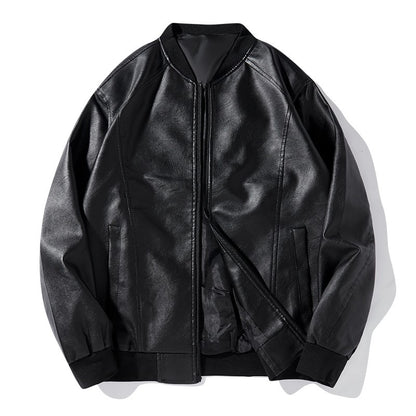 Men PU Leather Jacket Men Coats Windproof Motorcycle Autumn Stand Collar Travel Black Zipper Winter Business Zipper Overcoat