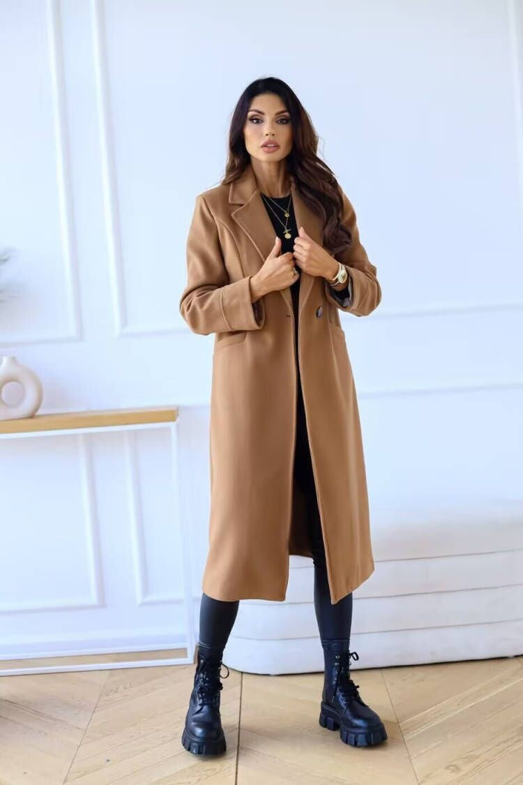 Autumn and winter 2024 new women's long woolen coat Korean version of the loose temperament haute overcoat coat