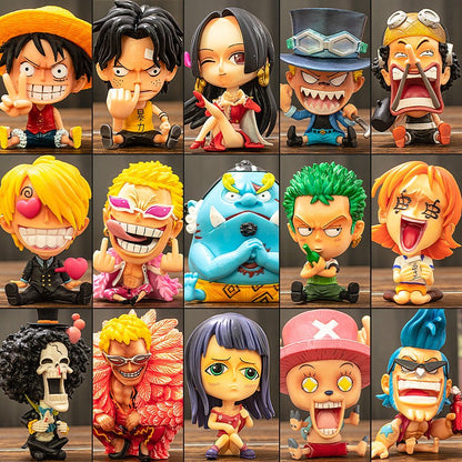 Bonecos Colecionáveis Fofos One Piece Versão Q Luffy Zoro Chopper Ace Boa Hancock Anime Blind Box Decoração de Mesa Carro Brinquedo Presente Infantil