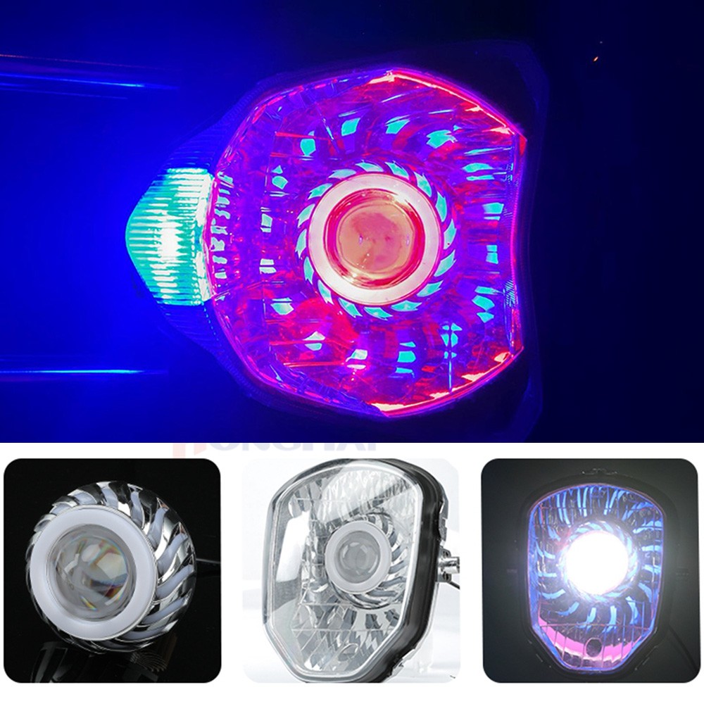 Faróis Duplos Angel Eyes para Motocicleta Alto/Baixo Feixe Luzes Auxiliares Moto Spotlights Moto Devil Eyes Faróis de LED Projetor