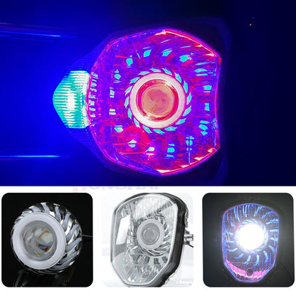 Faróis Duplos Angel Eyes para Motocicleta Alto/Baixo Feixe Luzes Auxiliares Moto Spotlights Moto Devil Eyes Faróis de LED Projetor