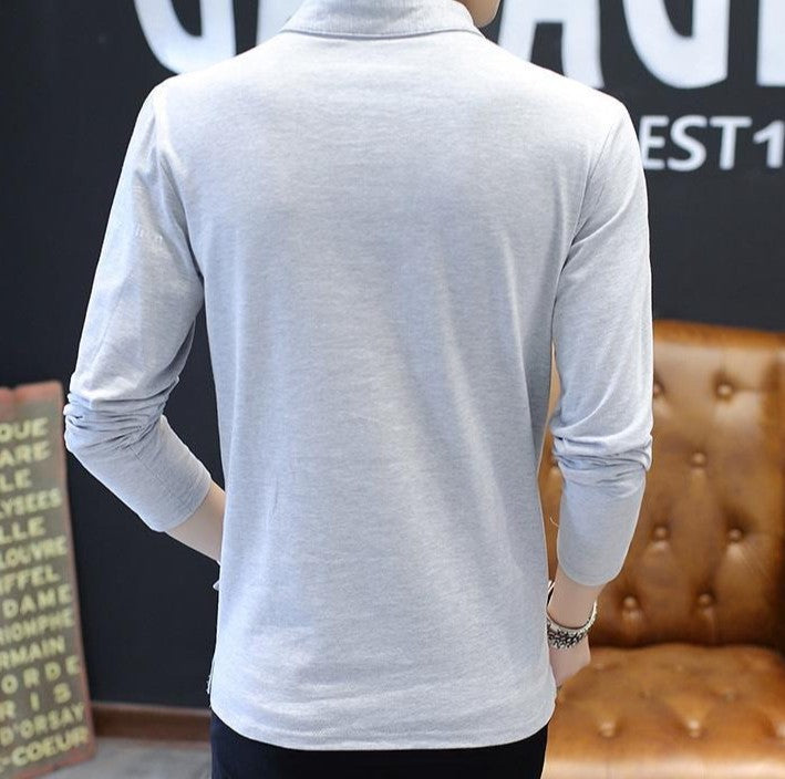 Stand Collar Man Pullovers Tight Bulk Spring Tops Sweatshirts Elasticity Designer Casual Social Quotes Slim Fit T Shirt for Men