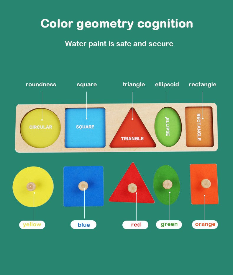 Brinquedos de quebra-cabeça Montessori para bebês de madeira, de encaixe de formas e cores, tábua de raspar à mão, brinquedos cognitivos geométricos de educação infantil