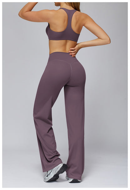 Hearuisavy Sports Set Women Gym H-Back Brushed-Feel Yoga Bra Running Breathable Quick Dry Tight Fitness Top High Waisted Pants