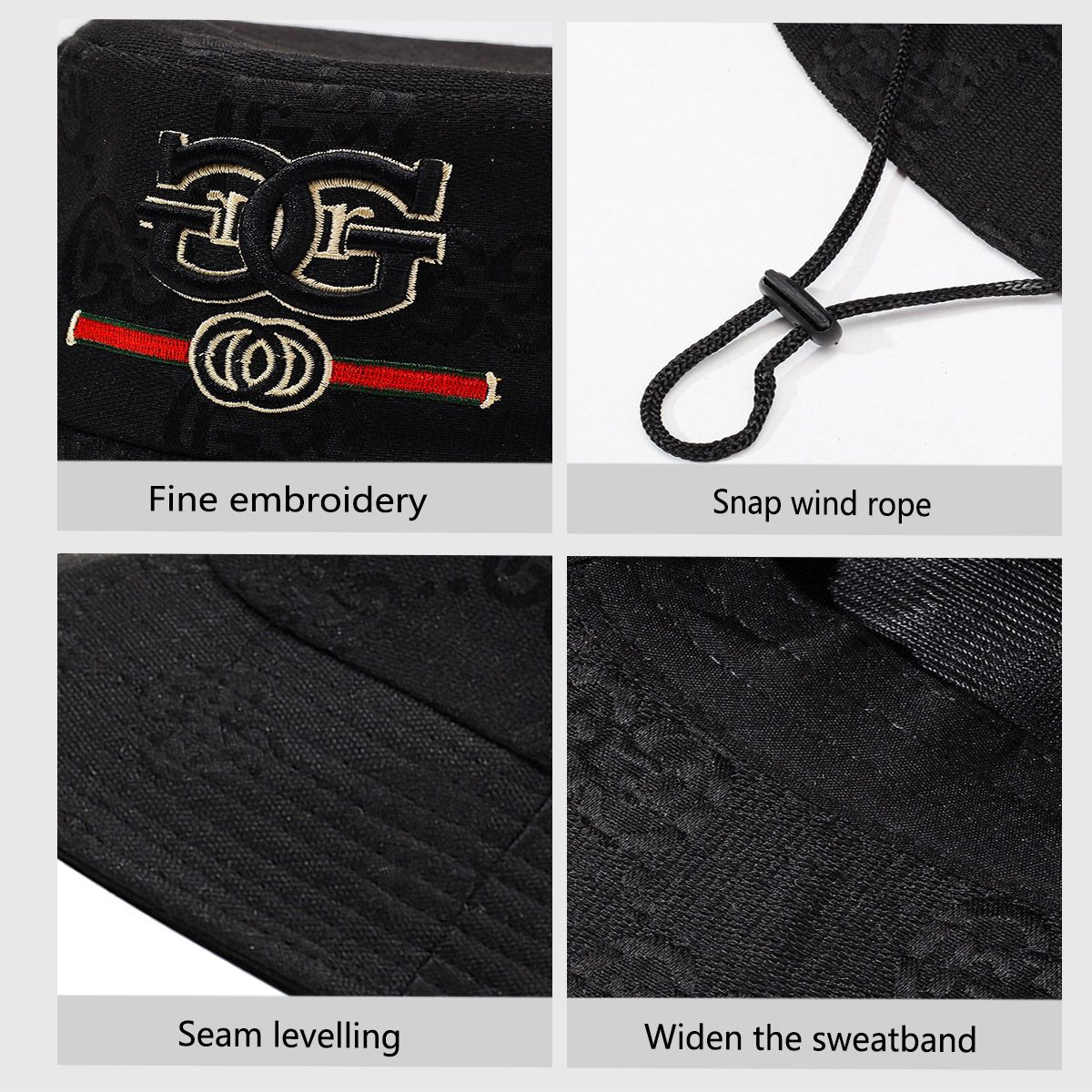 Spring and Summer Men's Bucket Hat Outdoor Uv Protection Wide-Brimmed Panama Hunting Hiking Hat Net Fisherman Hat Beach Sunscree