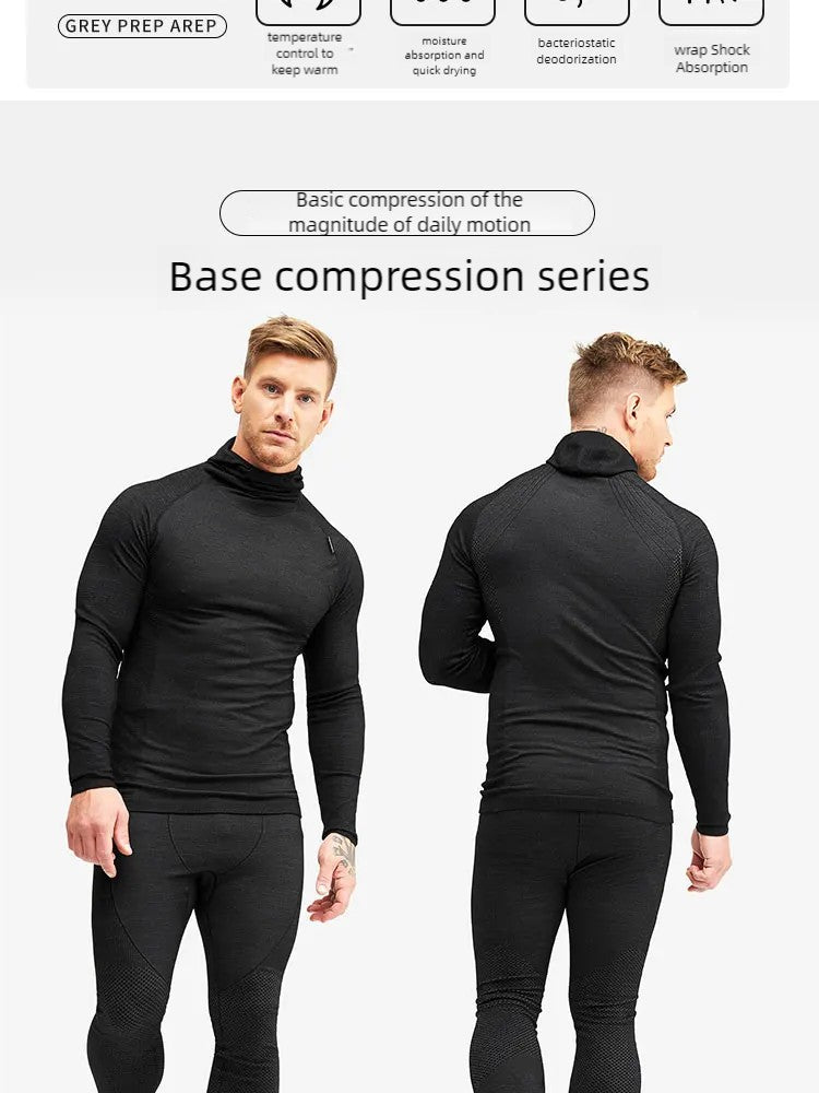 Outdoor men's and women's ski base set Merino wool thermal underwear multi-functional compression clothes running training cloth
