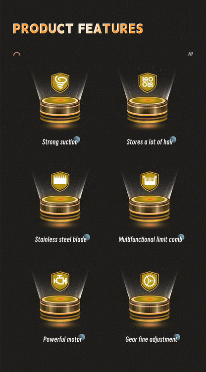 Vacuum Beard Trimmer for Men, Adjustable Length with 2 Comb (1-20mm), Electric Vacuum Trimmer for Beard, Mustache, Stubble