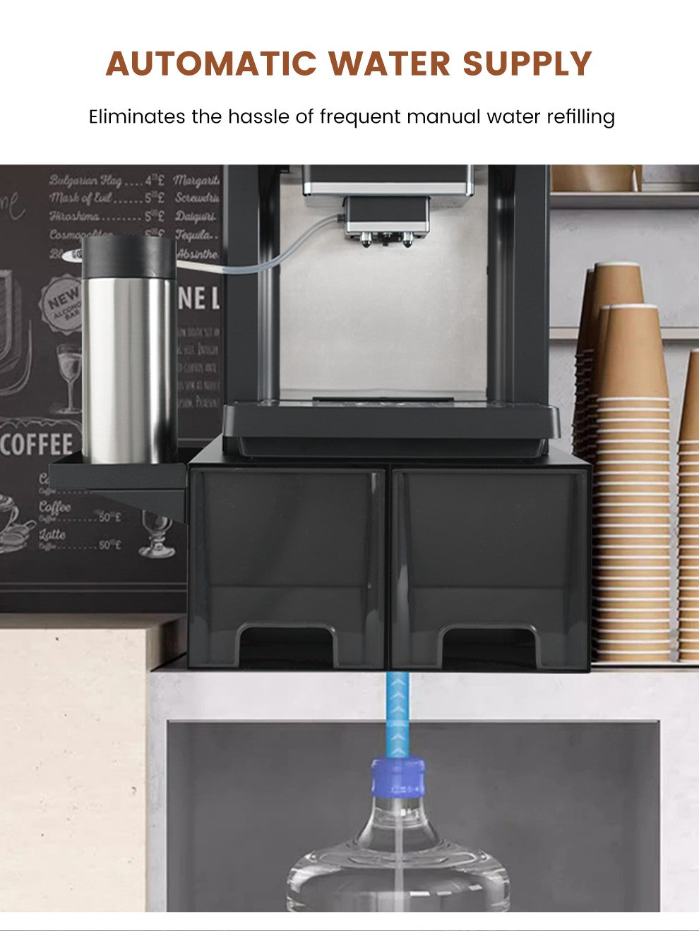 Mcilpoog WS817-Plus Máquina de café expresso automática com tela grande colorida de 7", com bico vaporizador, 21 sabores para casa e escritório