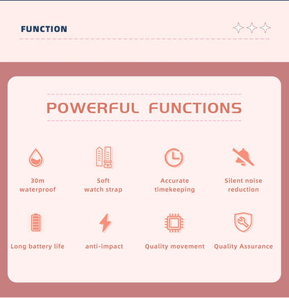 TPW Learning Watch Colorful Dial Cute Watch For Young Ladies Rubber Strap Luminous Hands