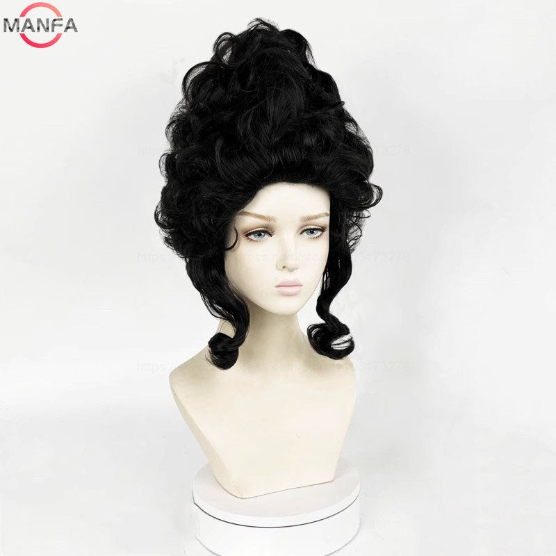 Perucas de Cosplay Maria Antonieta Princesa Médio Encaracolado Resistente ao Calor Peruca de Cabelo Sintético + Touca de Peruca