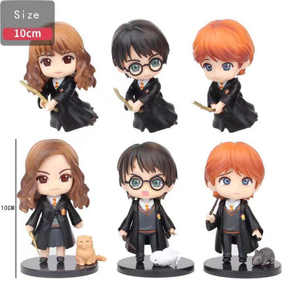 Hot 3 unidades/10 unidades Harryy Q Estilo Potter Posket Hermione Ron Hedwig Figura de Vinil Brinquedo Decoração de Bolo Carro Modelo Boneca de PVC Presentes Brinquedos