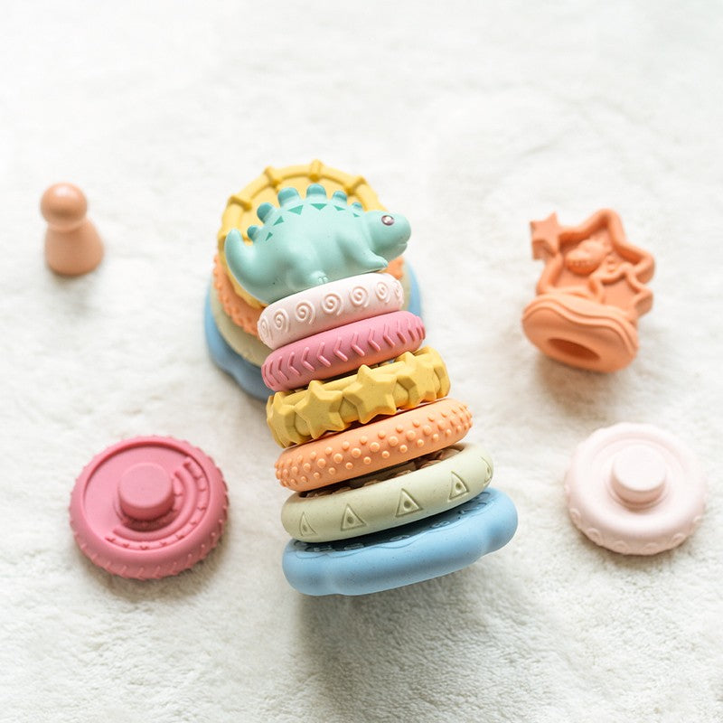 Stacking Nesting Baby Montessori Toys Set Cute Dinosaur Stacking Tower Educational Learning Toys Babies Gift for Boys Girls